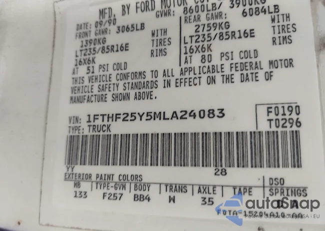 1FTHF25Y5MLA24082: 43987636