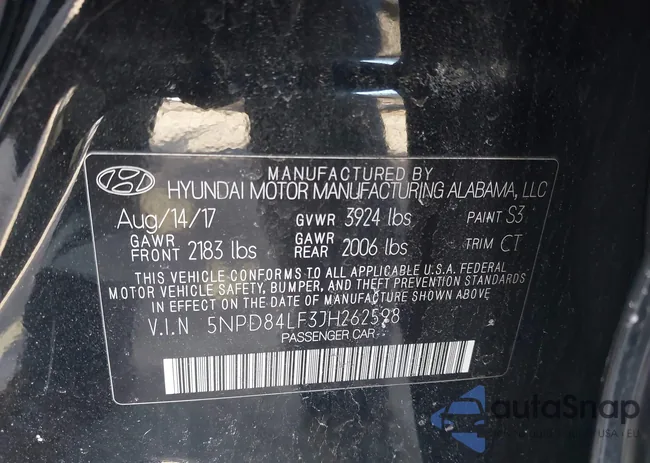 5NPD84LF3JH262598: 43987673