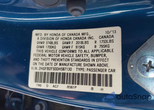 2HGFB2F50DH587130: 43987680