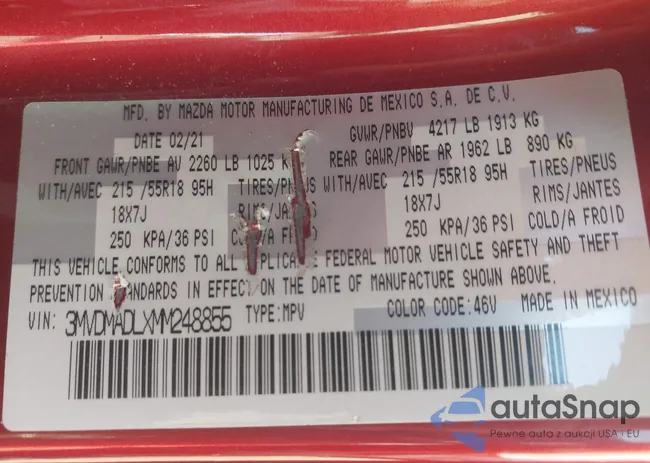 3MVDMADLXMM248855: 43988734