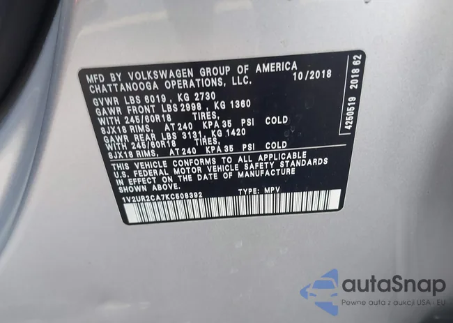 1V2UR2CA7KC508392: 43988875