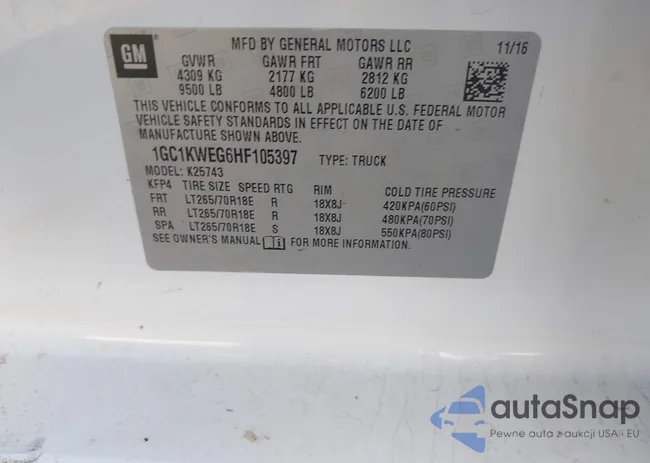 1GC1KWEG6HF105397: 43988881