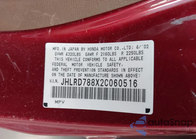 JHLRD788X2C060516: 43988914