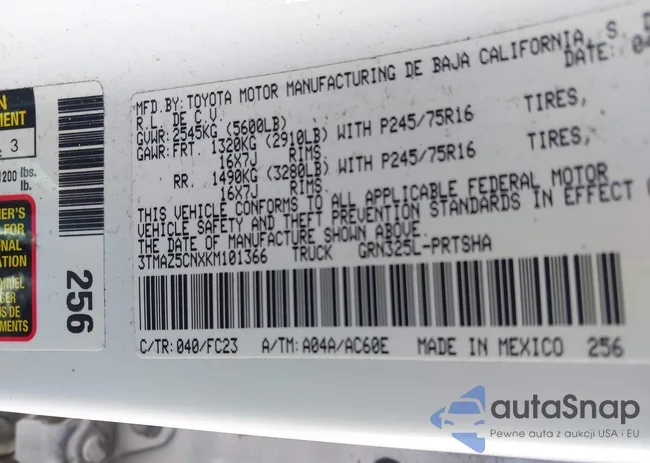 3TMAZ5CNXKM101366: 43988937