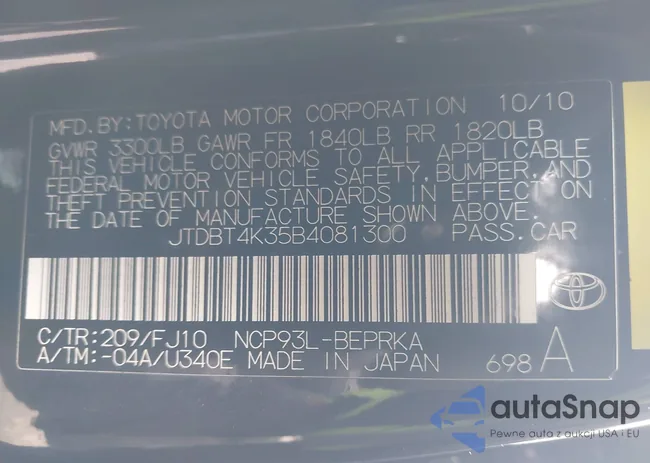 JTDBT4K35B4081300: 43988385