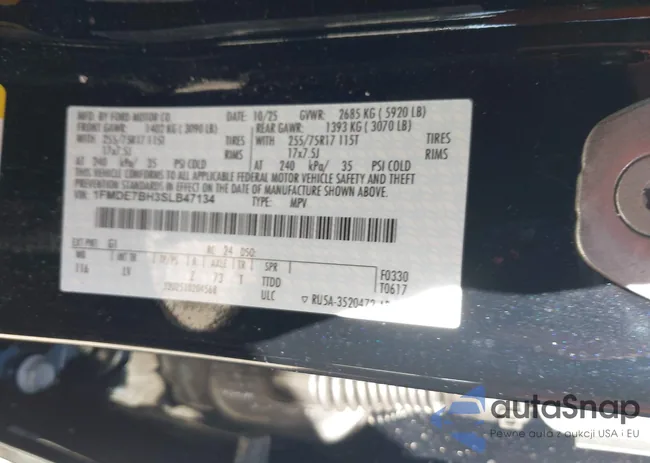 1FMDE7BH3SLB47134: 43988407