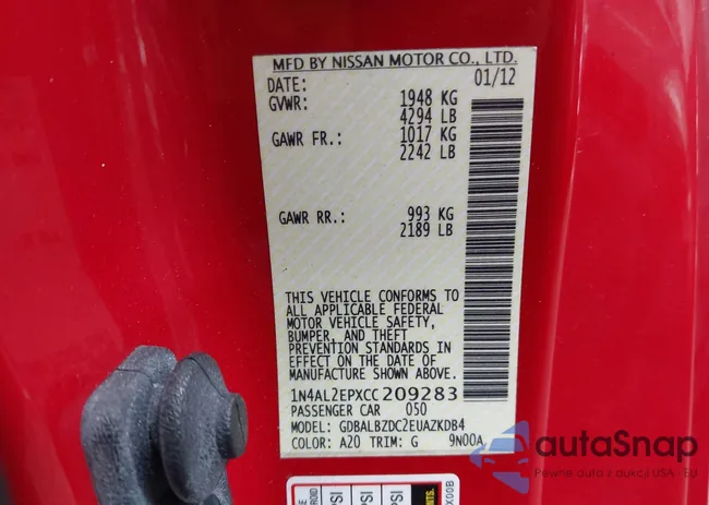 1N4AL2EPXCC209283: 43988461