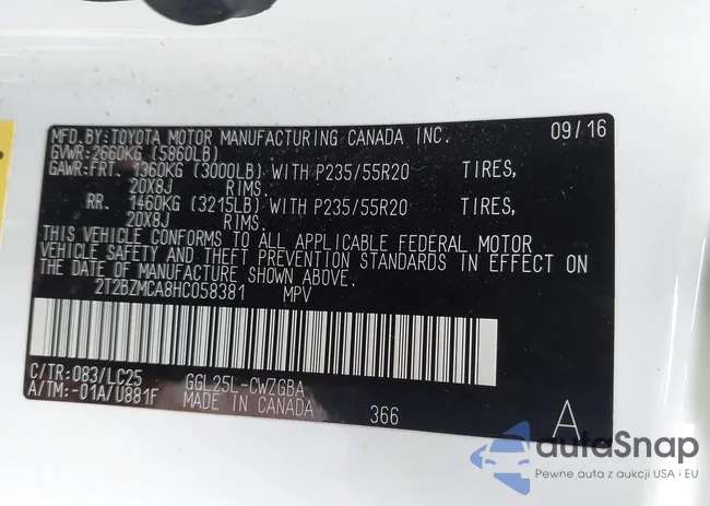 2T2BZMCA8HC058381: 43988473