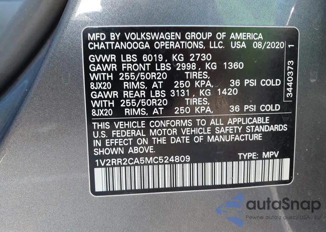 1V2RR2CA5MC524809: 43988547