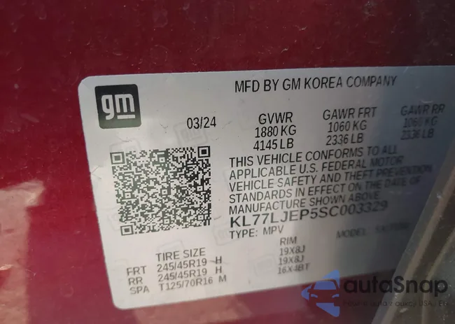 KL77LJEP5SC003329: 43988647