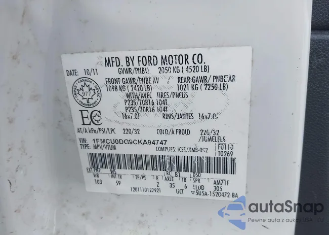 1FMCU0DG9CKA94747: 43988668