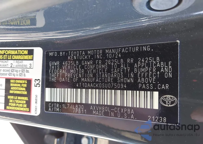 4T1DAACK0SU075094: 43989747