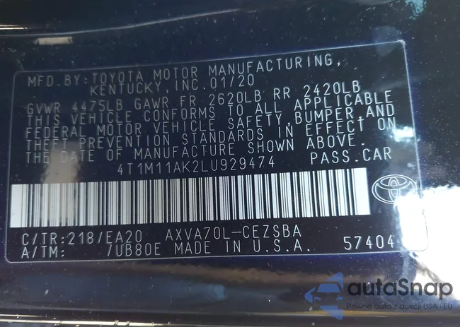 4T1M11AK2LU929474: 43989865