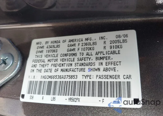 1HGCM66536A075853: 43989917