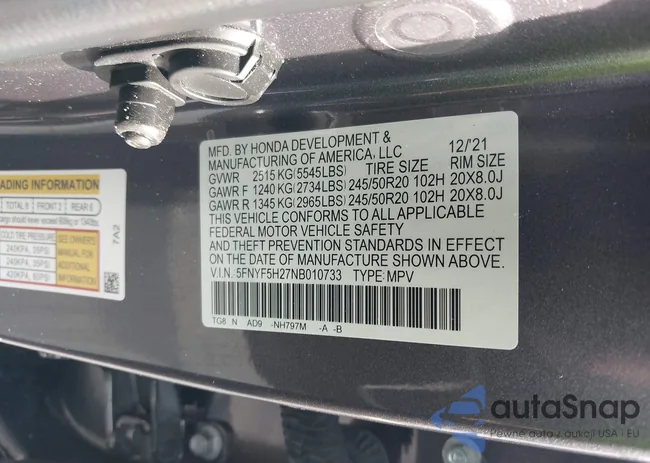 5FNYF5H27NB010733: 43990016