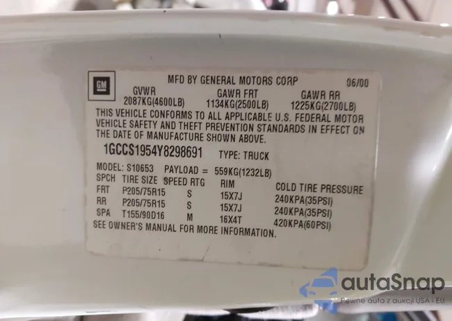 1GCCS1954Y8298691: 43990018