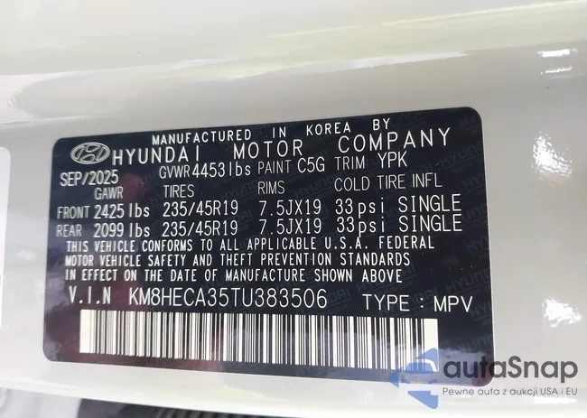 KM8HECA35TU383506: 43990034