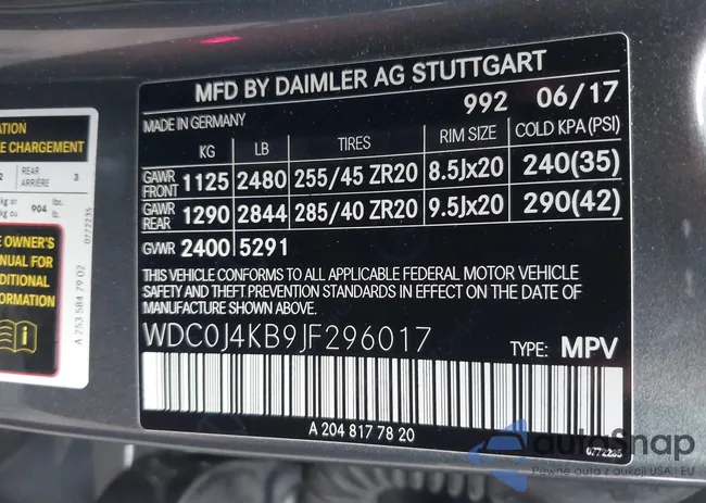 WDC0J4KB9JF296017: 43990061