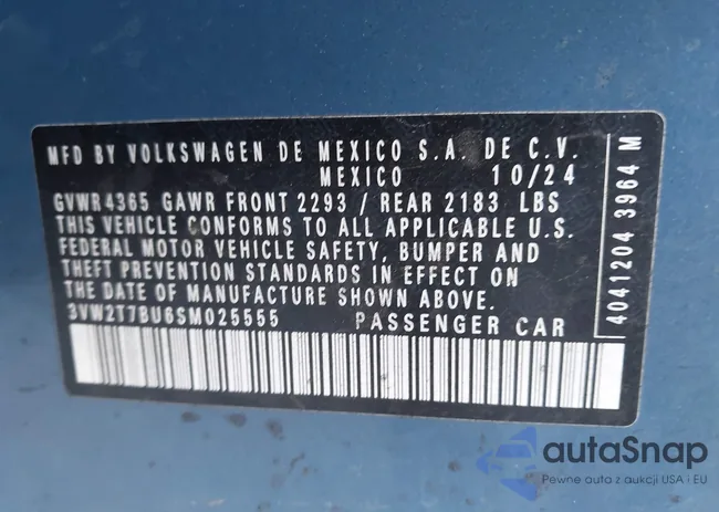 3VW2T7BU6SM025555: 43990084