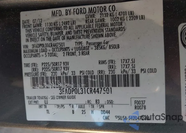 3FADP0L31CR447501: 43990125