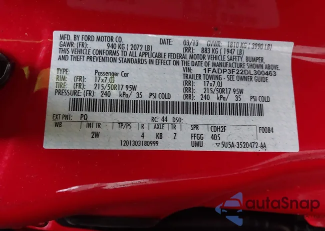 1FADP3F22DL300463: 43990182