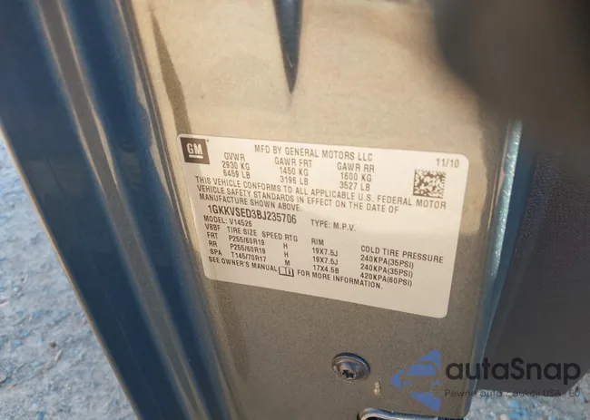 1GKKVSED3BJ235706: 43989313