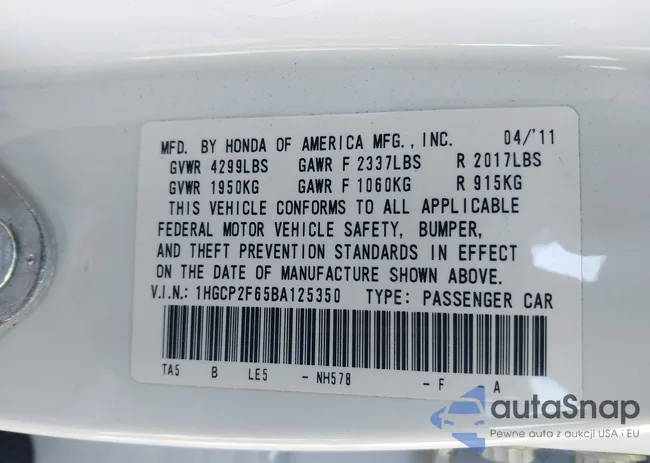 1HGCP2F65BA125350: 43989352