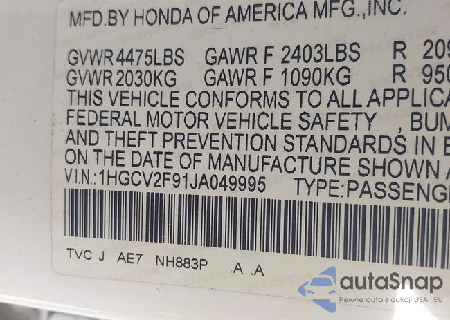 1HGCV2F91JA049995: 43989373