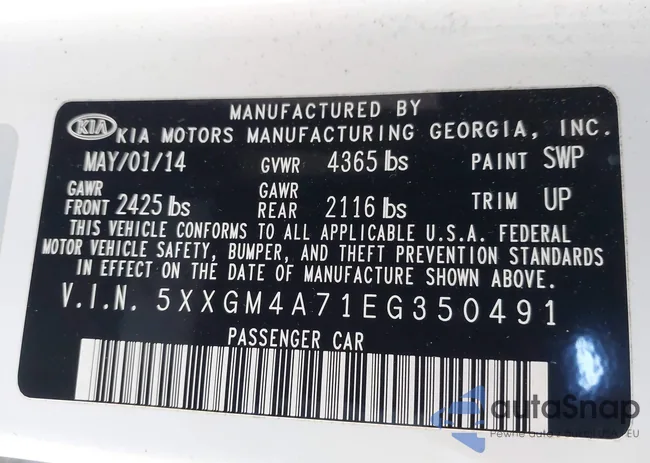 5XXGM4A71EG350491: 43989518