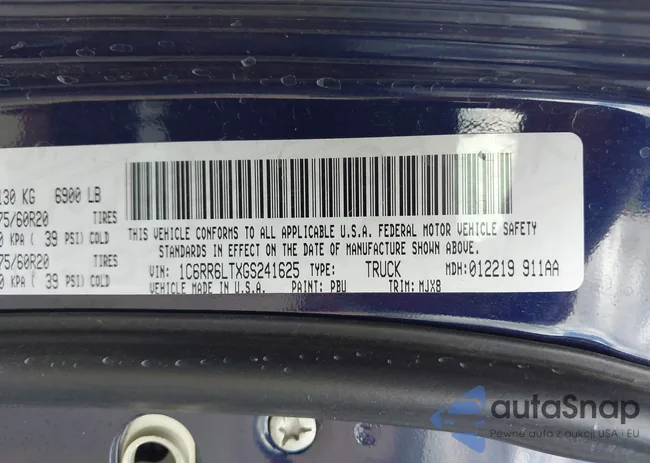 1C6RR6LTXGS241625: 43989521