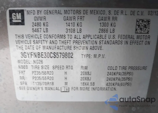 3GYFNBE30CS579802: 43989558