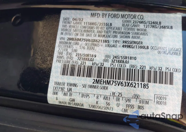 2MEHM75V63X621185: 43990727