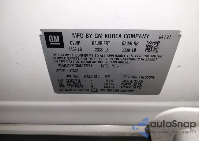 KL4MMESLXMB172261: 43990782