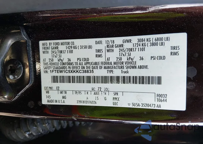 1FTEW1C5XKKC38835: 43990787