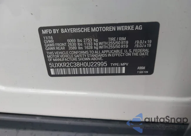 5UXKR2C38H0U22995: 43990830