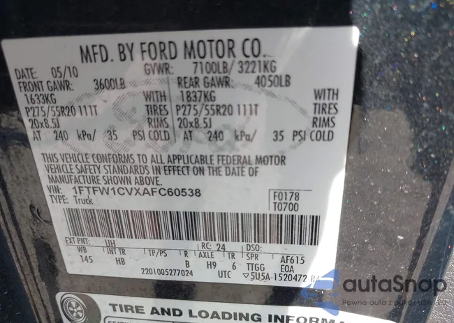 1FTFW1CVXAFC60538: 43990888