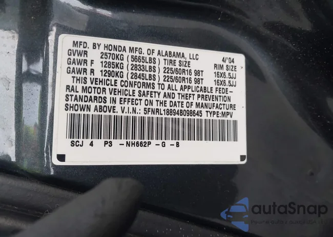 5FNRL18894B098645: 43990976