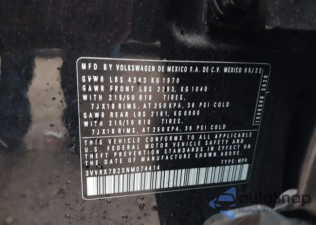 3VVRX7B2XNM074414: 43991025