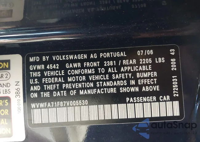 WVWFA71F87V005530: 43991085