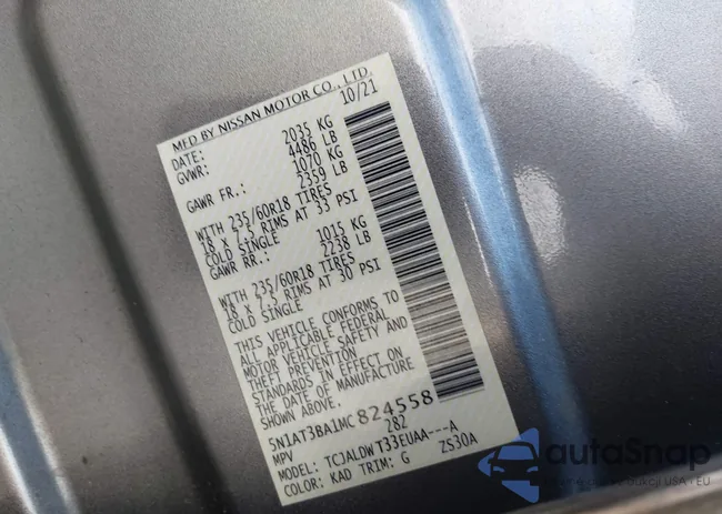 5N1AT3BA1MC824558: 43991087