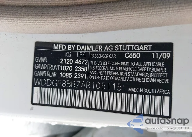 WDDGF8BB7AR105115: 43991092