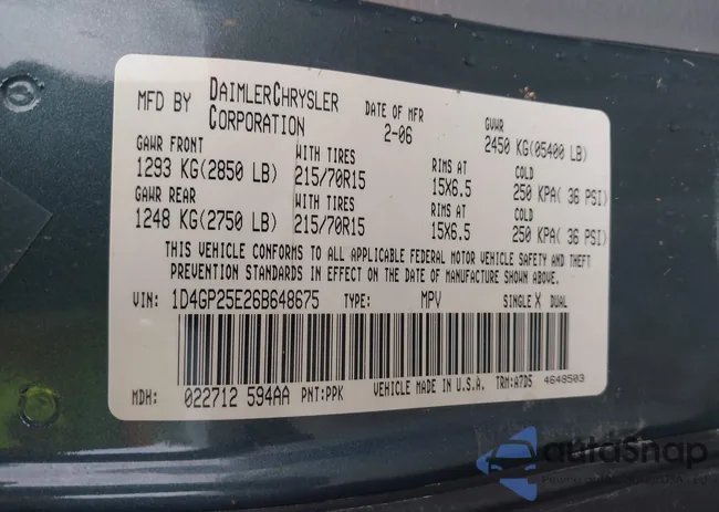 1D4GP25E26B648675: 43991103