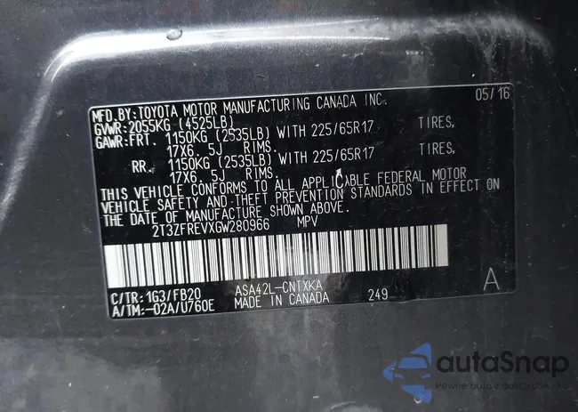 2T3ZFREVXGW280966: 43991241