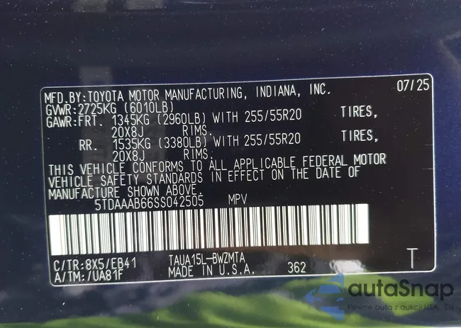 5TDAAAB66SS042505: 43990357