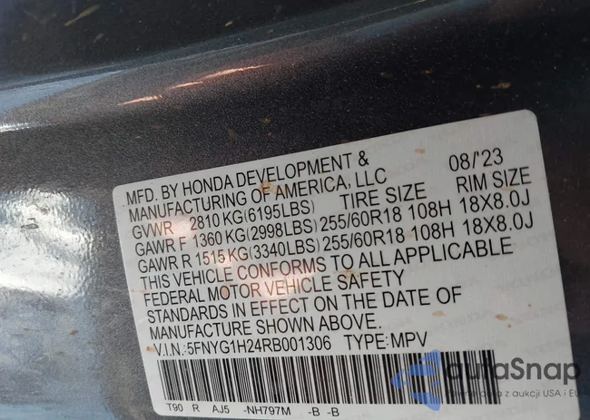 5FNYG1H24RB001306: 43990589