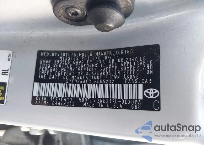 5YFDPRAE3LP005232: 43990603