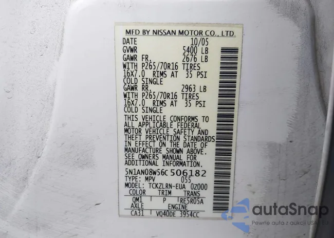 5N1AN08W56C506182: 43990621