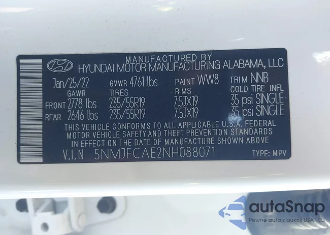 5NMJFCAE2NH088071: 43990631