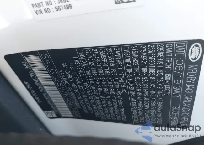 SALGS2SV7KA567499: 43990650