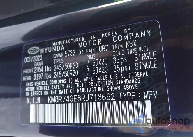 KM8R74GE8RU713662: 43991697